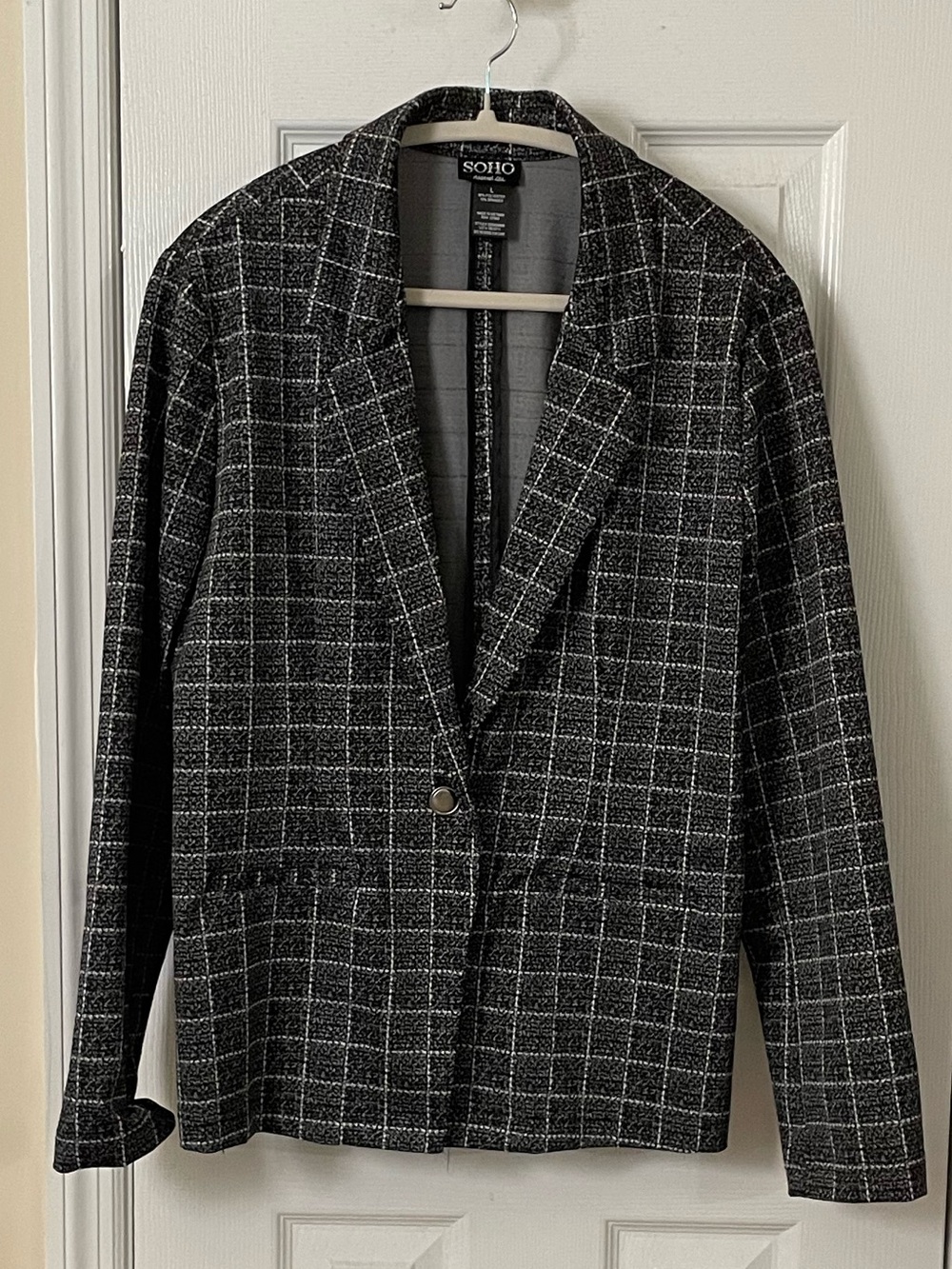 Soho Apparel Black & White Windowpane Blazer